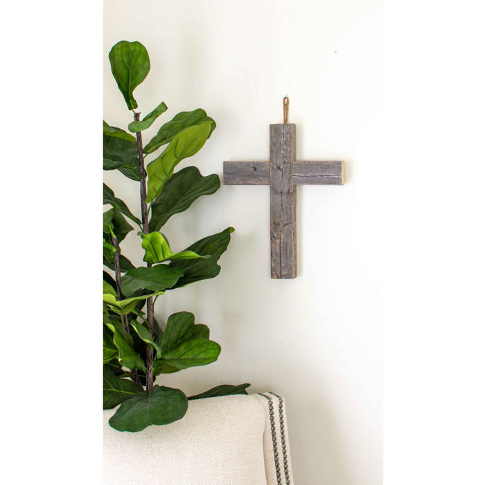 Rustic Christian 15 in. x 12 in. Old Reclaimed Wood Cross