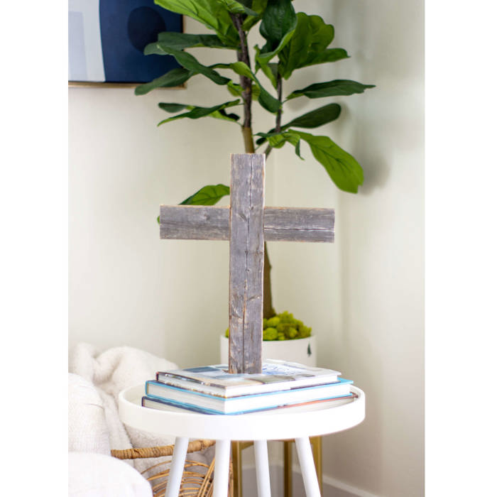 Rustic Christian 15 in. x 12 in. Old Reclaimed Wood Cross