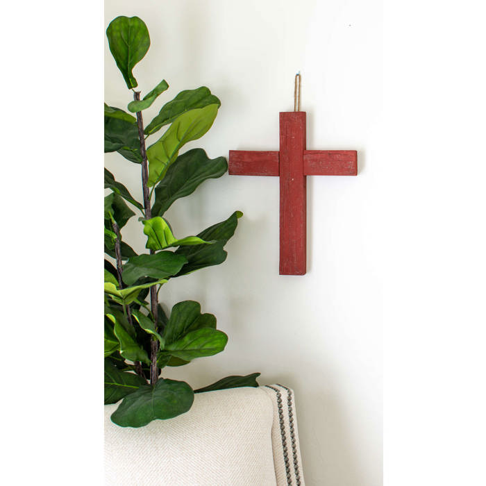 Rustic Christian 15 in. x 12 in. Old Reclaimed Wood Cross