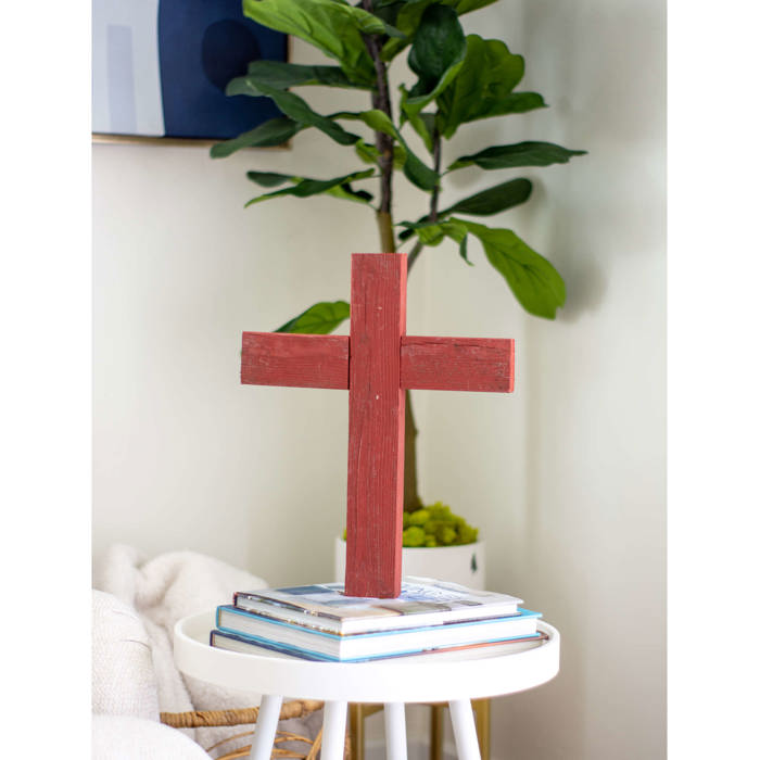 Rustic Christian 15 in. x 12 in. Old Reclaimed Wood Cross