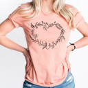 XXL Sunset Boho Floral Heart Graphic Tee, Botanical Love Tee 