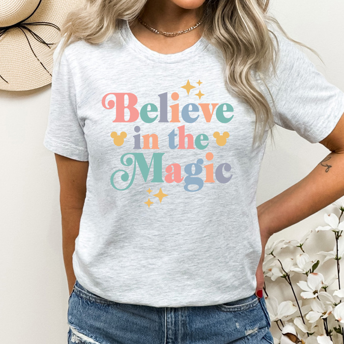 Believe In The Magic Graphic Tee, Theme Park Magic Shirt, Magical Mouse Graphic 