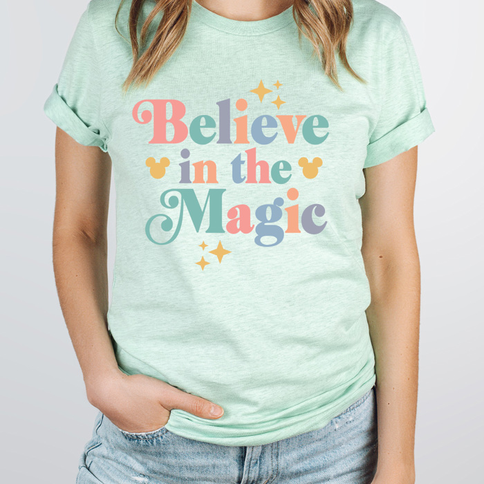 Believe In The Magic Graphic Tee, Theme Park Magic Shirt, Magical Mouse Graphic 