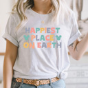 XXL Ash Gray Happiest Place On Earth Graphic Tee, Theme Park Shirt, Magical Mouse Graphic 