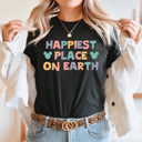 XXL Black Happiest Place On Earth Graphic Tee, Theme Park Shirt