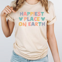 XXL Cream Happiest Place On Earth Graphic Tee, Theme Park Shirt