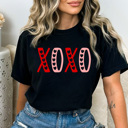 XL Black XOXO Hearts Comfort Colors Tee, Valentines Day Graphic Tee, Hugs And Kisses Shirt  