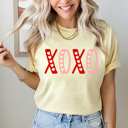 XL Butter XOXO Hearts Comfort Colors Tee, Valentines Day Graphic Tee, Hugs And Kisses Shirt  