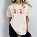 XL Ivory XOXO Hearts Comfort Colors Tee, Valentines Day Graphic Tee, Hugs And Kisses Shirt  
