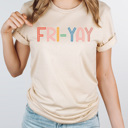 XXL Cream Fri-Yay Graphic Tee, Teacher Friday Tee, Happy Friday Shirt