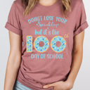 XXL Mauve Donut Lose Your Sprinkles 100th Day Of School Adult Graphic Tee, 100 Days Of School Teacher Shirt