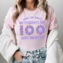 XXL Pink Donut You Know My Students Are 100 Days Smarter Adult Graphic Tee, 100th Day Of School Teacher Shirt 