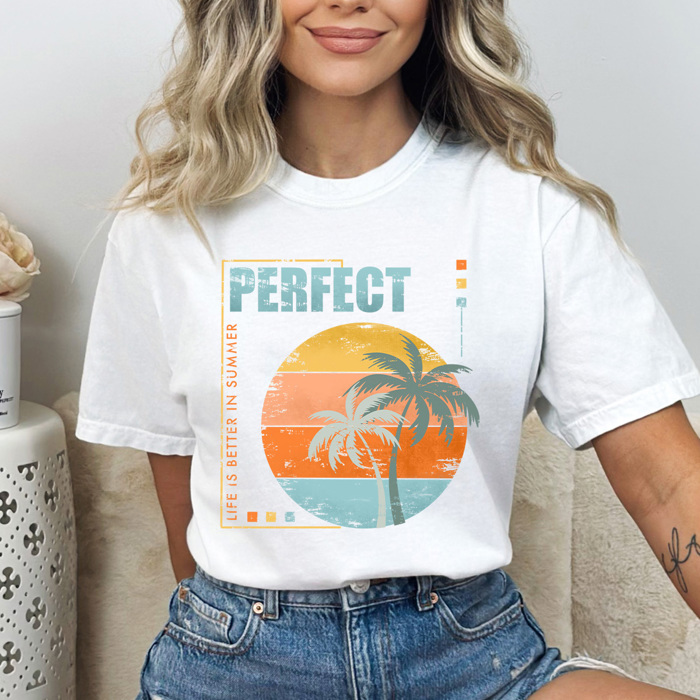 Life Is Better In Summer Comfort Colors Tee, Palm Tree Beach Shirt, Perfect Summer Tee