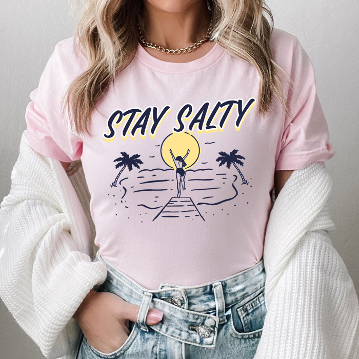 Stay Salty Beach Graphic Tee, Sunset Beach Shirt, Swimming Tee 