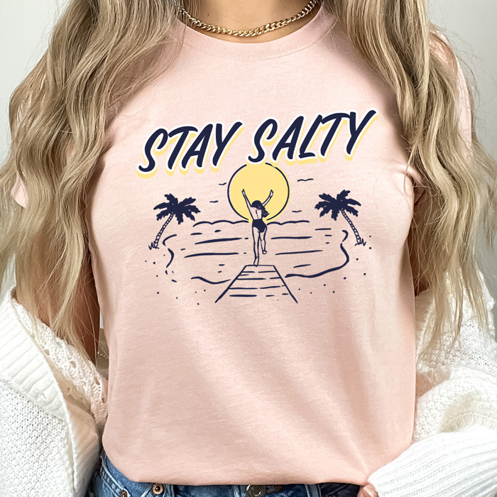 Stay Salty Beach Graphic Tee, Sunset Beach Shirt, Swimming Tee 