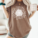 XXL Espresso Sunflower Comfort Colors Tee, Fall Flower Shirt