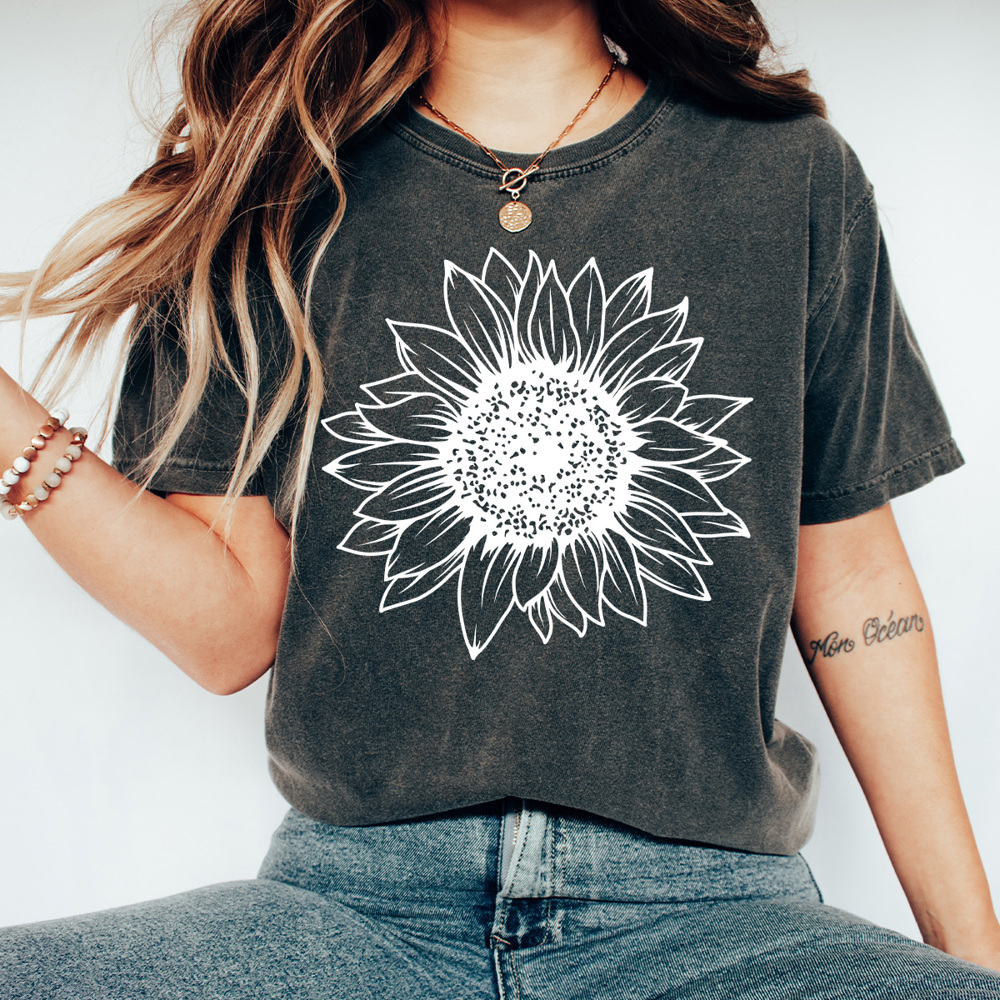 Sunflower Comfort Colors Tee, Fall Flower Shirt