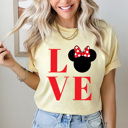 Medium Butter Love Girl Mouse Comfort Colors Tee, Theme Park Valentines Graphic Tee