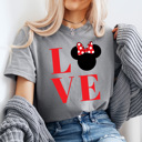 Medium Gray Love Girl Mouse Comfort Colors Tee, Theme Park Valentines Graphic Tee