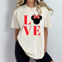 Small Ivory Love Girl Mouse Comfort Colors Tee, Theme Park Valentines Graphic Tee
