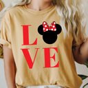 XXL Mustard Love Girl Mouse Comfort Colors Tee, Theme Park Valentines Graphic Tee