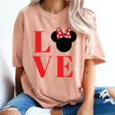 XL Peachy Love Girl Mouse Comfort Colors Tee, Theme Park Valentines Graphic Tee