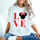 Large White Love Girl Mouse Comfort Colors Tee, Theme Park Valentines Graphic Tee