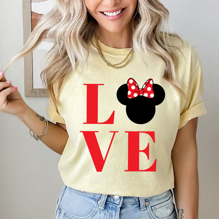 Love Girl Mouse Comfort Colors Tee, Theme Park Valentines Graphic Tee