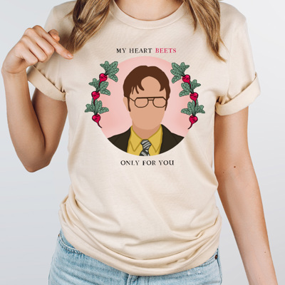 My Hearts Beets Only For You Graphic Tee, TV Show Valentines Shirt