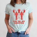 XXL Ice Blue You're My Lobster Graphic Tee, TV Show Valentines Shirt