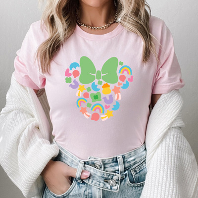 Lucky Charm Girl Mouse Graphic Tee, St Patrick's Day Shirt, Theme Park Mouse Tee