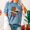 Small Blue Jean One Day At A Time Comfort Colors Tee, Floral Skull Shirt, Vintage Tee