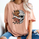 XXL Peachy One Day At A Time Comfort Colors Tee, Floral Skull Shirt, Vintage Tee