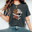 XXL Pepper One Day At A Time Comfort Colors Tee, Floral Skull Shirt, Vintage Tee