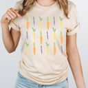  Spring Time Carrots Grid Graphic Tee, Colored Carrots Shirt, Easter Shirt