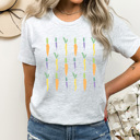  Spring Time Carrots Grid Graphic Tee, Colored Carrots Shirt, Easter Shirt