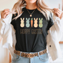 XXL Black Hoppy Easter Cute Bunnies Graphic Tee, Easter Spring Shirt, Spring Time Shirt