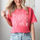 Large Watermelon Wild Flower Patch Comfort Colors Tee, Simplistic Floral Shirt, Spring Tee