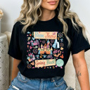 Large Black Been There Going Back Theme Park Graphic Tee, Colorful Theme Park Printed Shirt 