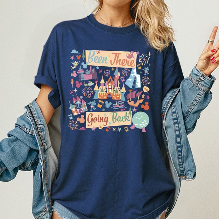 Been There Going Back Theme Park Graphic Tee, Colorful Theme Park Printed Shirt 