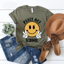  Peace Out School Smiley Graphic Tee, Summer Brake Shirt, Teacher Tee