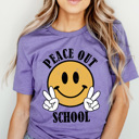 XXL Purple Peace Out School Smiley Graphic Tee, Summer Brake Shirt, Teacher Tee