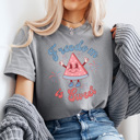 XL Gray Freedom Is Sweet Comfort Colors Tee, Patriotic Watermelon Character Shirt, 4th Of July Fire Works Tee