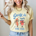 XXL Butter Party In The USA Comfort Colors Tee, Patriotic Hot Dog And Drink Characters Shirt, 4th Of July Tee 