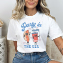 XXL White Party In The USA Comfort Colors Tee, Patriotic Hot Dog And Drink Characters Shirt, 4th Of July Tee 