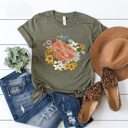 XXL Olive Flower Vintage Book Graphic Tee, Reading Floral Novel Shirt 