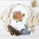 Large White Flower Vintage Book Graphic Tee, Reading Floral Novel Shirt 