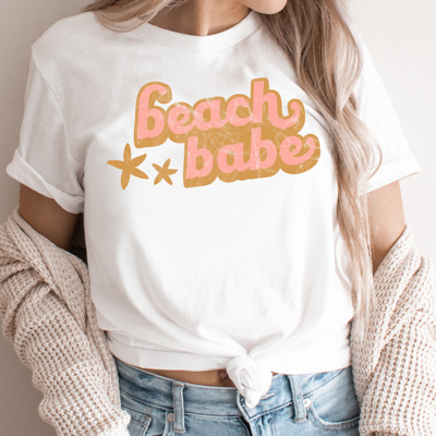 Beach Babe Summer Graphic Tee, Beach Vacation Shirt, Swimsuit Cover Beach Tee