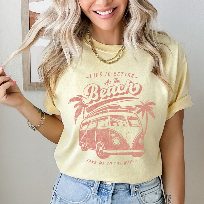 Life Is Better At The Beach Comfort Colors Tee, Summer Beach Vacation Shirt, Beach Waves Shirt