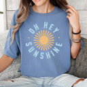 Large Blue Jean Oh Hey Sunshine Comfort Colors Tee, Summer Sun Shirt, Sunshine Summer Graphic Tee